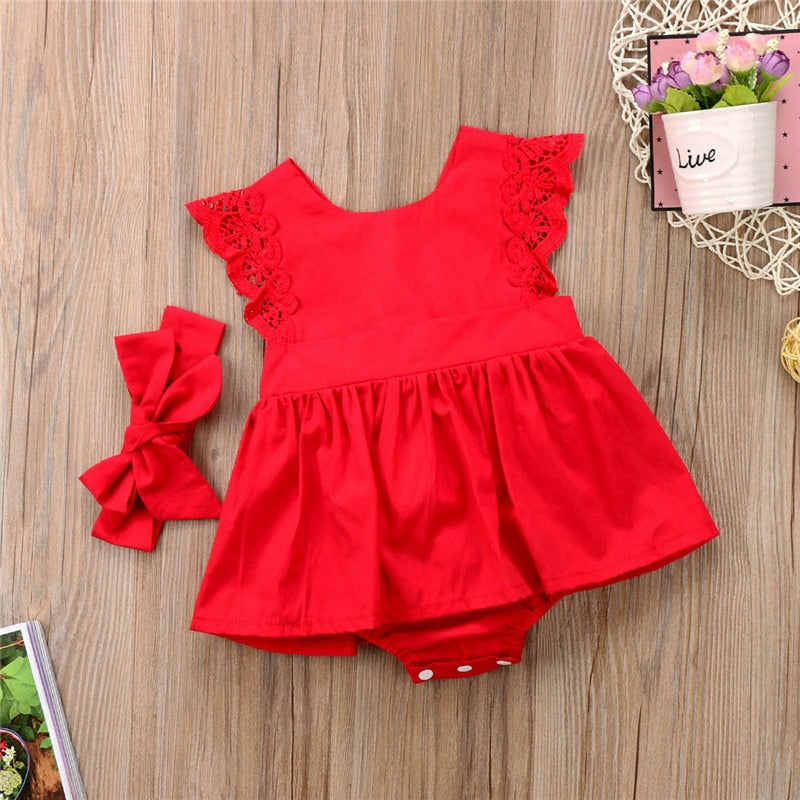 New Arriavl Christmas Ruffle Red Lace Romper Dress Baby Girls Sister Princess Kids Xmas Party Dresses Cotton Newborn Costume