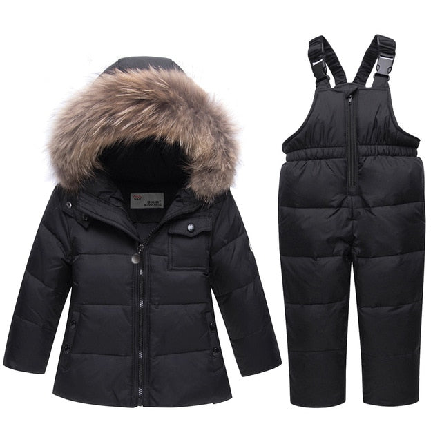 Russian Winter Suits for Boys Girls 2019 Ski Suit Children Clothing Set Baby Duck Down Jacket Coat + Overalls Warm Kids Snowsuit