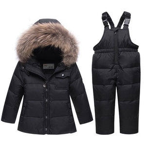 Russian Winter Suits for Boys Girls 2019 Ski Suit Children Clothing Set Baby Duck Down Jacket Coat + Overalls Warm Kids Snowsuit