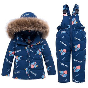 Russian Winter Suits for Boys Girls 2019 Ski Suit Children Clothing Set Baby Duck Down Jacket Coat + Overalls Warm Kids Snowsuit