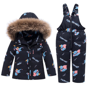 Russian Winter Suits for Boys Girls 2019 Ski Suit Children Clothing Set Baby Duck Down Jacket Coat + Overalls Warm Kids Snowsuit