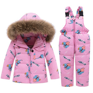 Russian Winter Suits for Boys Girls 2019 Ski Suit Children Clothing Set Baby Duck Down Jacket Coat + Overalls Warm Kids Snowsuit