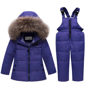 Russian Winter Suits for Boys Girls 2019 Ski Suit Children Clothing Set Baby Duck Down Jacket Coat + Overalls Warm Kids Snowsuit