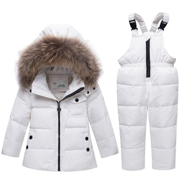 Russian Winter Suits for Boys Girls 2019 Ski Suit Children Clothing Set Baby Duck Down Jacket Coat + Overalls Warm Kids Snowsuit