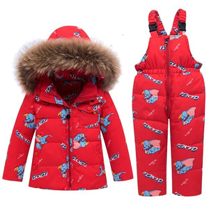 Russian Winter Suits for Boys Girls 2019 Ski Suit Children Clothing Set Baby Duck Down Jacket Coat + Overalls Warm Kids Snowsuit