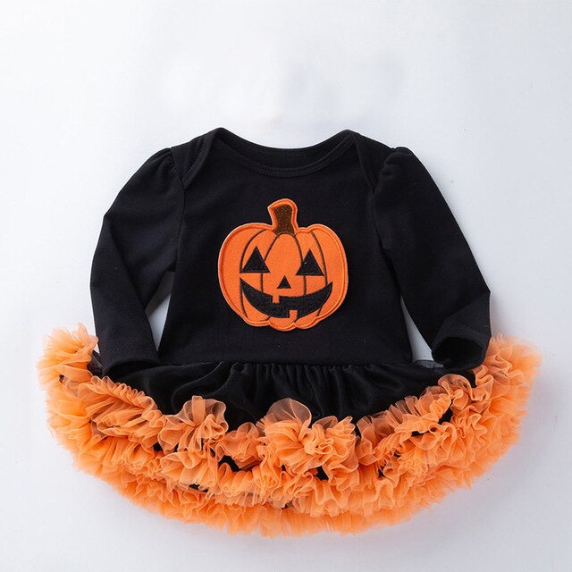 My First Halloween Infant Girl Clothing Baby Romper 2019 Baby Skull Pumpkin Costumes Orange Tutu romper Dress