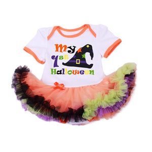 My First Halloween Infant Girl Clothing Baby Romper 2019 Baby Skull Pumpkin Costumes Orange Tutu romper Dress