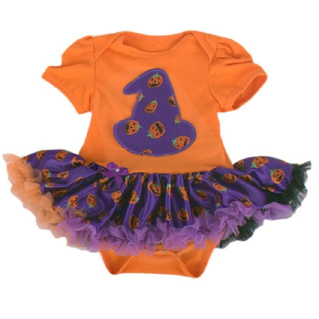 My First Halloween Infant Girl Clothing Baby Romper 2019 Baby Skull Pumpkin Costumes Orange Tutu romper Dress