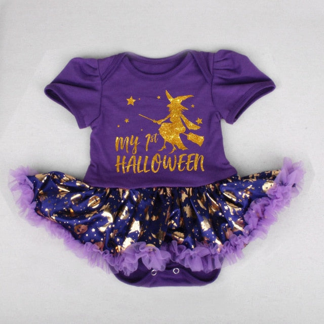 My First Halloween Infant Girl Clothing Baby Romper 2019 Baby Skull Pumpkin Costumes Orange Tutu romper Dress