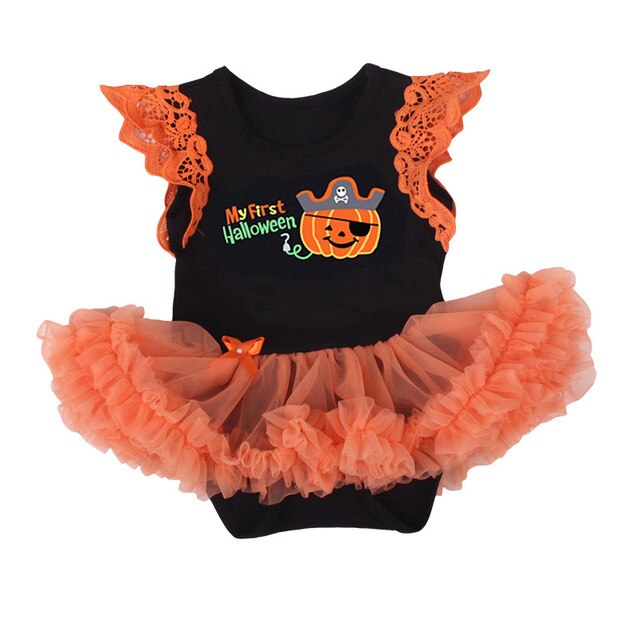 My First Halloween Infant Girl Clothing Baby Romper 2019 Baby Skull Pumpkin Costumes Orange Tutu romper Dress