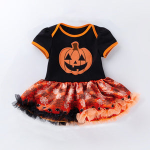 My First Halloween Infant Girl Clothing Baby Romper 2019 Baby Skull Pumpkin Costumes Orange Tutu romper Dress