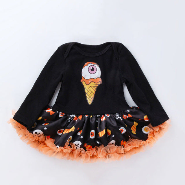 My First Halloween Infant Girl Clothing Baby Romper 2019 Baby Skull Pumpkin Costumes Orange Tutu romper Dress