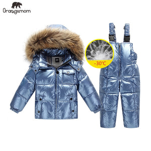 2019 orangemom Russia winter jacket for girls boys coats & outerwear , warm duck down kids boy clothes shiny parka ski snowsuit