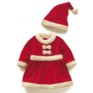 Christmas Baby Santa Claus Costume Baby Cosplay Boys Clothes Long Sleeve Toddler Girls Red Dress Cute Infant Baby Winter Dress