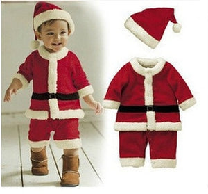 Christmas Baby Santa Claus Costume Baby Cosplay Boys Clothes Long Sleeve Toddler Girls Red Dress Cute Infant Baby Winter Dress