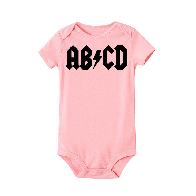 Funny ABCD Letter Print Infant Clothing Rock Acdc Baby Clothes Newborn Boy Girls Ac Dc Romper Jumpsuit Clothing Outfits