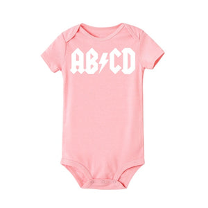 Funny ABCD Letter Print Infant Clothing Rock Acdc Baby Clothes Newborn Boy Girls Ac Dc Romper Jumpsuit Clothing Outfits