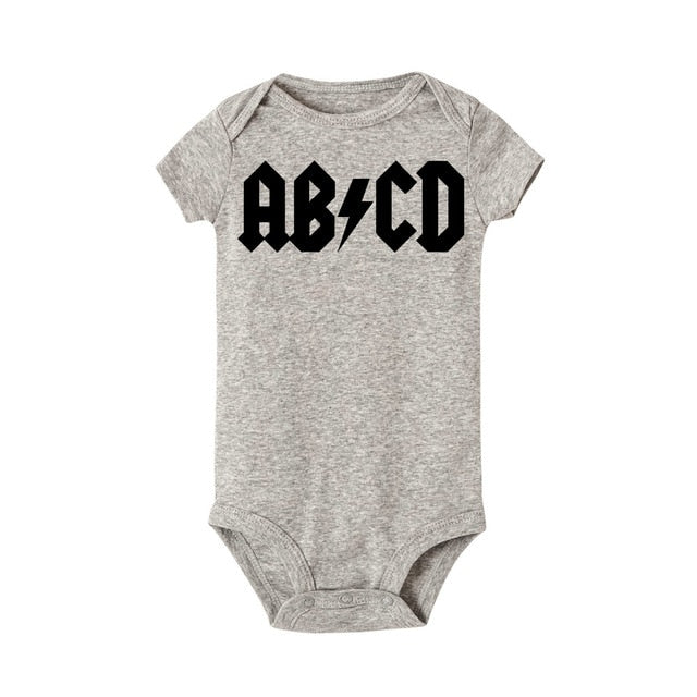 Funny ABCD Letter Print Infant Clothing Rock Acdc Baby Clothes Newborn Boy Girls Ac Dc Romper Jumpsuit Clothing Outfits