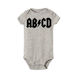 Funny ABCD Letter Print Infant Clothing Rock Acdc Baby Clothes Newborn Boy Girls Ac Dc Romper Jumpsuit Clothing Outfits