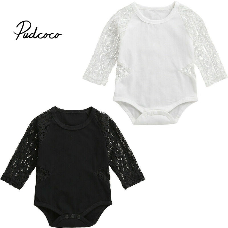 Toddler Newborn Baby Girl Boy Long Sleeved O-neck Lace Sleeve Tops Bodysuit Romper Summer Autumn Cute Girls Babies Clothing