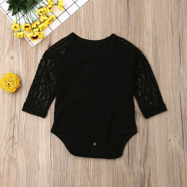 Toddler Newborn Baby Girl Boy Long Sleeved O-neck Lace Sleeve Tops Bodysuit Romper Summer Autumn Cute Girls Babies Clothing