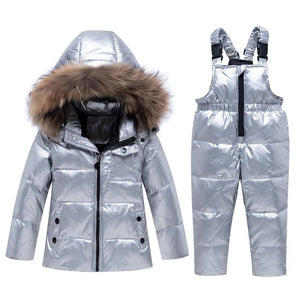 Russian Winter Suits for Boys Girls 2019 Ski Suit Children Clothing Set Baby Duck Down Jacket Coat + Overalls Warm Kids Snowsuit