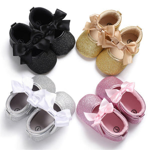 First WalkersToddler Kids Baby Girls PU Princess Bow Loving Heart Shoes Crib Sole Sneaker 0-18M Drop Shipping