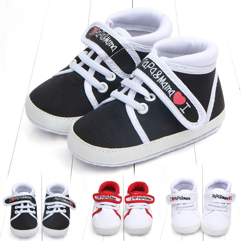 fashion Baby Infant Kid Boy Girl shoes Soft Sole Canvas Sneaker Toddler Shoes baby girl walking shoes i love papa&mama 0-18M