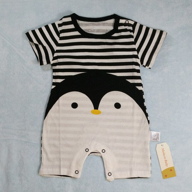 2019 Summer New Style Short Sleeved Girls Dress Baby Romper Cotton Newborn Body Suit Baby Pajama Boys Animal Penguin Rompers