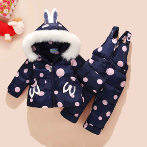 -30 Degree Russia Winter Children's Snowsuit Kids Clothing Sets Girls Duck Down Jackets Coat +pants Snow Wear Warm Parka Overall