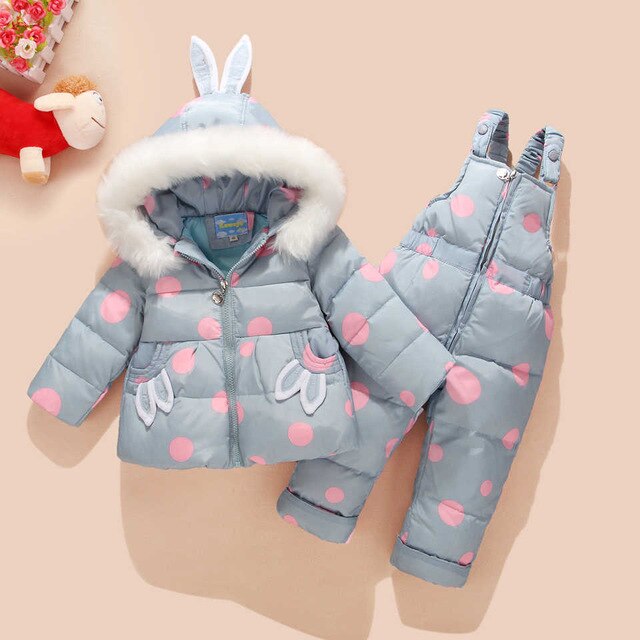 -30 Degree Russia Winter Children's Snowsuit Kids Clothing Sets Girls Duck Down Jackets Coat +pants Snow Wear Warm Parka Overall