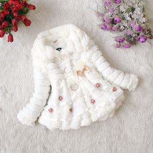 Retail Hot Sale Children coat Baby Girls Faux Fur Fleece Coat Party Pageant Warm Jacket Xmas Snowsuit 1-6Years outwear&coats