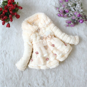 Retail Hot Sale Children coat Baby Girls Faux Fur Fleece Coat Party Pageant Warm Jacket Xmas Snowsuit 1-6Years outwear&coats