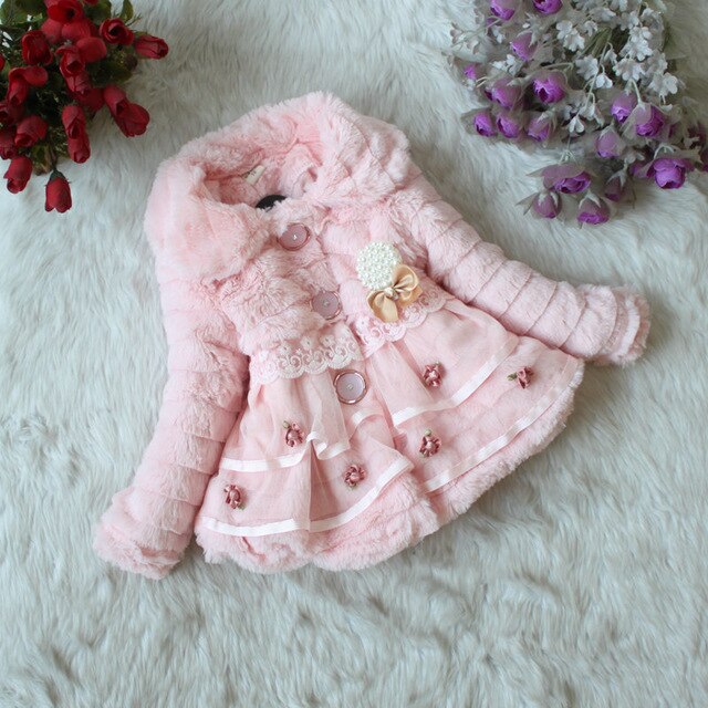 Retail Hot Sale Children coat Baby Girls Faux Fur Fleece Coat Party Pageant Warm Jacket Xmas Snowsuit 1-6Years outwear&coats