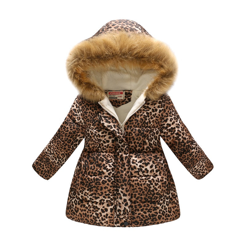 Girls Winter Coats 2019 Leopard Kids Floral Clothes Kids Jacket Winter Girls Parka Hoodie Snow Jacket Girl Winter Snowsuit Top