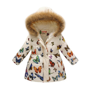 Girls Winter Coats 2019 Leopard Kids Floral Clothes Kids Jacket Winter Girls Parka Hoodie Snow Jacket Girl Winter Snowsuit Top