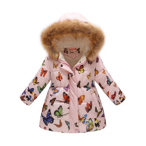 Girls Winter Coats 2019 Leopard Kids Floral Clothes Kids Jacket Winter Girls Parka Hoodie Snow Jacket Girl Winter Snowsuit Top