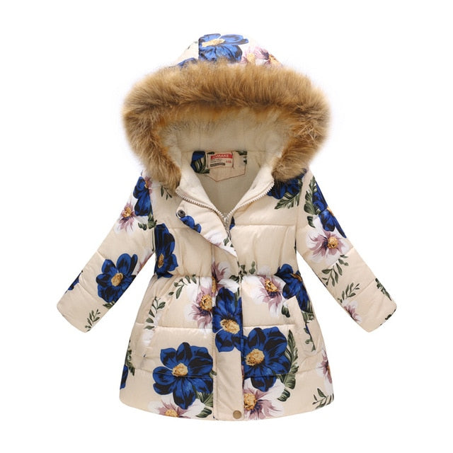 Girls Winter Coats 2019 Leopard Kids Floral Clothes Kids Jacket Winter Girls Parka Hoodie Snow Jacket Girl Winter Snowsuit Top