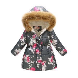 Girls Winter Coats 2019 Leopard Kids Floral Clothes Kids Jacket Winter Girls Parka Hoodie Snow Jacket Girl Winter Snowsuit Top