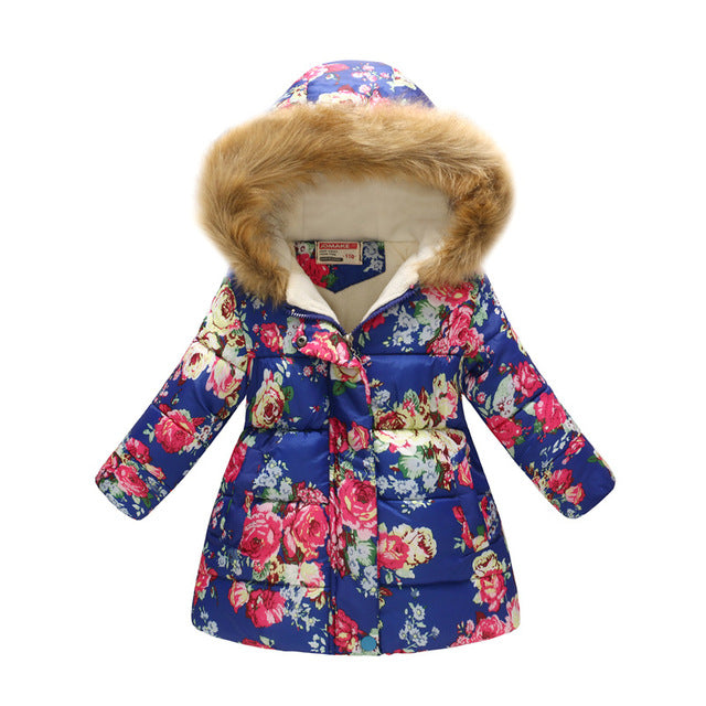 Girls Winter Coats 2019 Leopard Kids Floral Clothes Kids Jacket Winter Girls Parka Hoodie Snow Jacket Girl Winter Snowsuit Top