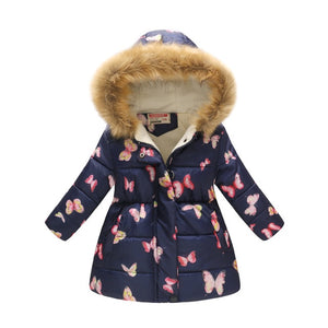 Girls Winter Coats 2019 Leopard Kids Floral Clothes Kids Jacket Winter Girls Parka Hoodie Snow Jacket Girl Winter Snowsuit Top