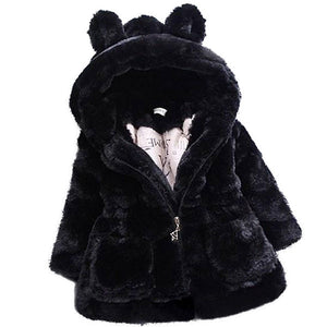 2-7Yrs Winter Baby Girls Faux Fur Princess Coat Fleece Warm Kids Jacket Snowsuit 1 piece Baby Girl Hooded Outerwear Kids Clothes