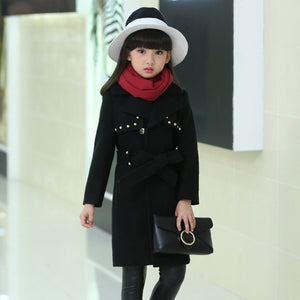 Baby Girls Wool Coat Kids Snowsuit Winter Jackets for Girl Long Woolen Coat Thick Girls Overcoats 4-16Y Cotton Children Clothes