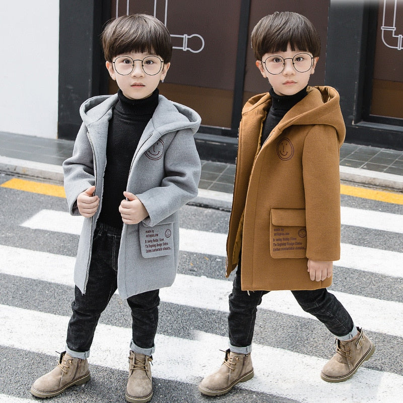 Thick Boys Wool Coat Kids Snowsuit Boys Long Wool Coat  Baby Boy Winter Clothes Boy Blends Coats Children Jacket Baby Overcoat