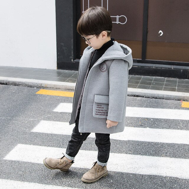 Thick Boys Wool Coat Kids Snowsuit Boys Long Wool Coat  Baby Boy Winter Clothes Boy Blends Coats Children Jacket Baby Overcoat