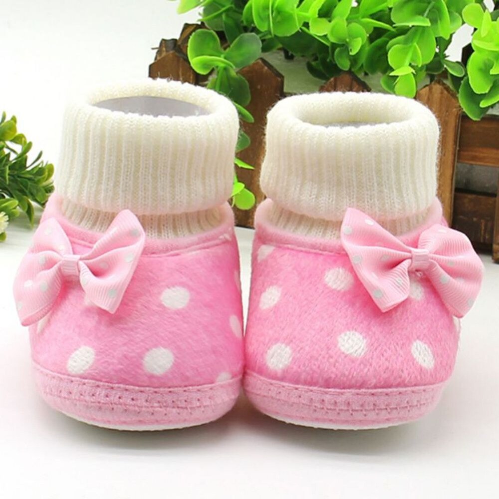 Newborn Infant Toddler Baby Girls Shoes Bow knot Fleece Snow Boots Winter Princess Booty First Walker Prewalkers New