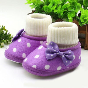 Newborn Infant Toddler Baby Girls Shoes Bow knot Fleece Snow Boots Winter Princess Booty First Walker Prewalkers New