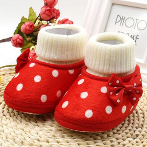 Newborn Infant Toddler Baby Girls Shoes Bow knot Fleece Snow Boots Winter Princess Booty First Walker Prewalkers New