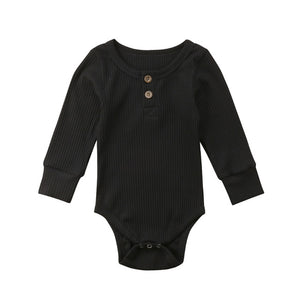 Pop Casual Newborn Infant Toddler Kids Baby Boy Girl Knitting Long Sleeve Solid Romper Jumpsuit Clothes Outfits Warm Cotton