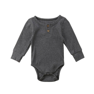 Pop Casual Newborn Infant Toddler Kids Baby Boy Girl Knitting Long Sleeve Solid Romper Jumpsuit Clothes Outfits Warm Cotton